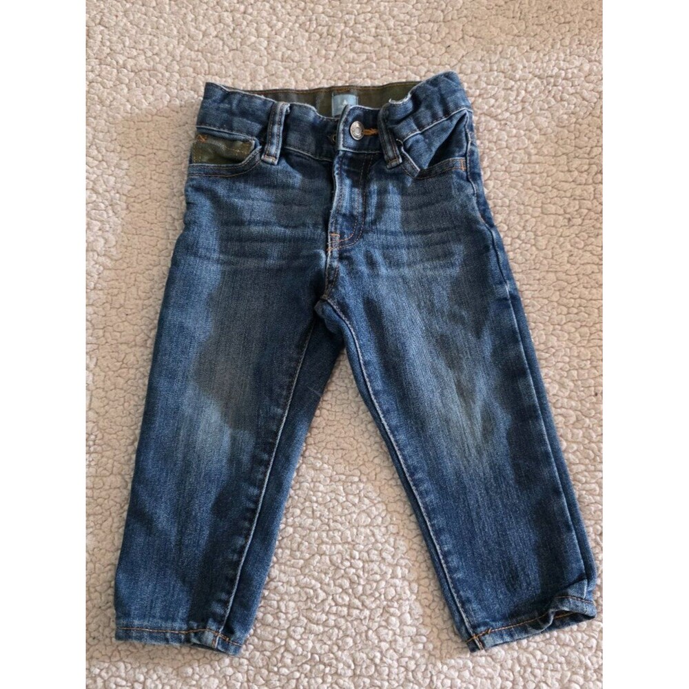 babyGap Toddler Boys Jeans 18-24 Months Blue Denim Camo Pocket Adjustable Waist